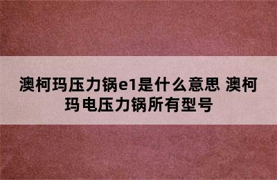 澳柯玛压力锅e1是什么意思 澳柯玛电压力锅所有型号